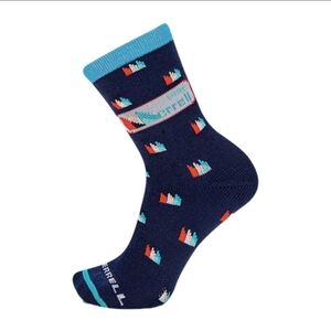 Merrell Retro Cotton Crew Socks Navy Logo Print M/L NWT